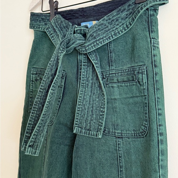 Cruise Designer Womens Tie Waist Green Stone Wash Jeans Size 38 - Picture 4 of 12